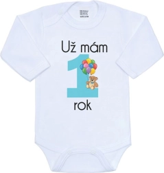 Laste trükiga bodi New Baby „Juba olen 1-aastane“, sinine, suurus 86