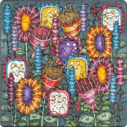 Square puzzle CURIOSI Q Silver – colorful flowers, 72 pieces