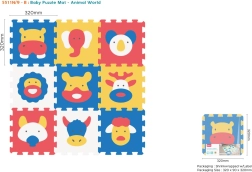 Vahtpuzzle-mängumatt loomadega 9 tk, EVA, 10+ kuud, 3D-kujundite kokkupanek