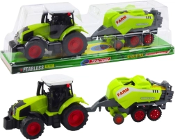Roheline traktor heinasurujaga – laste farmikomplekt