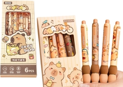 Kapübara motiiviga pastapliiatsite komplekt, 6 tk, sinine tint