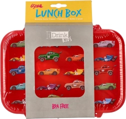 Car-themed lunch box with cutlery set