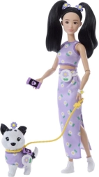 Barbie double outfit flowers – doll with puppy and accessories