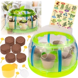 Väikese aedniku bio komplekt – mini kasvuhoone tööriistade ja seemnetega taimede kasvatamiseks