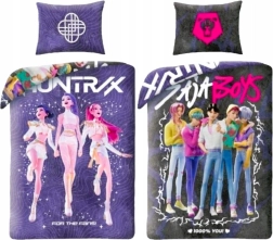 Kahepoolne voodipesukomplekt K-pop demon hunters Huntrix ja Saja boys 140 × 200 cm