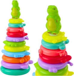 Educational stacking pyramid with dinosaur, 12 pieces and stickers