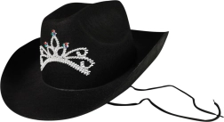 Black Cowboy Hat with Crown for Ladies