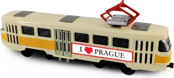 Metal retro tram PRAGUE T3 16 cm with pull-back action