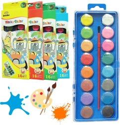 Kooliakvarellid 16 värvi pintsliga