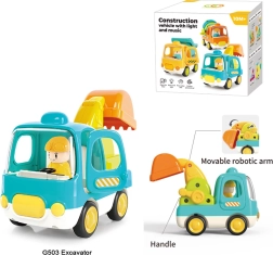Interactive kids' excavator with lights and sounds