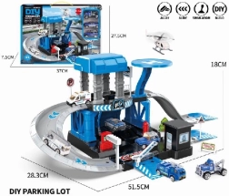 Politseiteemaline parkimiskomplekt metallautode ja riiuliga