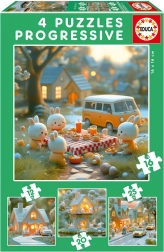 EDUCA Puzzle Rabbit City 4in1