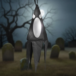 Halloweeni riputatav must kummitusdekoratsioon 10 värvilise LED-tulega