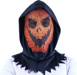 Tekstiilist Halloween’i kõrvitsamask kapuutsiga