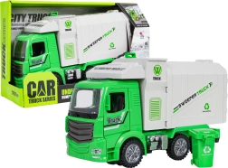 Green garbage truck with lights and sounds