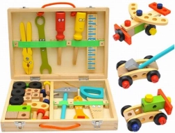 Wooden Tools and Building Blocks in a Case