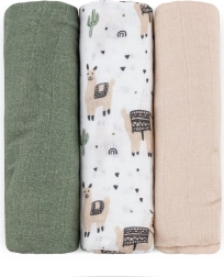 Petite&Mars bambusest musliinmähkmete komplekt Moussy llama vibes 68 × 68 cm (3 tk)