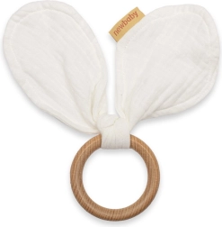 Puidust närimislelu musliiniga New Baby Ears, valge
