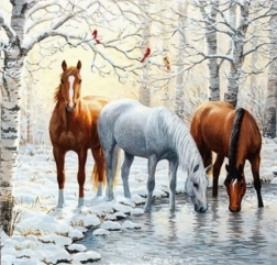 Teemandmosaiik - Hobused talvel