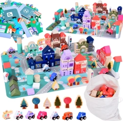 Pastelne puidust komplekt Linn koos puslemängumatile