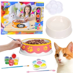 Creative set cat bowl for painting, DIY 6 pieces