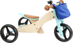 Puidust 2-in-1 tasakaaluratas TRIKE, türkiissinine