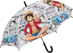 Laste automaatne One Piece'i vihmavari Luffy motiiviga, 48,5 cm, must
