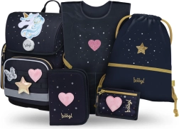Baagl koolikomplekt 5 tk Ergo Unicorn Gold – ranits, pinal, kott, põll ja rahakott