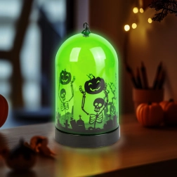 Roheline LED-latern luukere mustriga halloweeniks