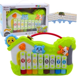 Forest musical mini piano and xylophone with note cards (5 pcs)