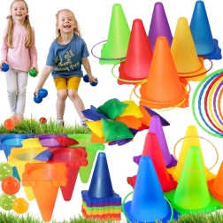 Woopie 3-in-1 Garden Play Set – Target Toss with Cones, Rings and Beanbags, 30 Pieces