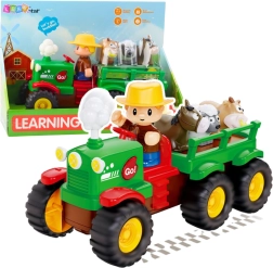 Interaktiivne laste traktor haagise ja loomakestega, valgus- ja heliefektidega FARMER FUN TRUCK