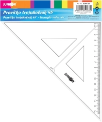 Triangular ruler with guide mark 16 cm, transparent