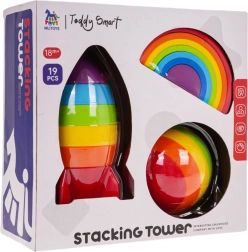 Sensory building set for children, 19 pcs – rocket, rainbow and ball