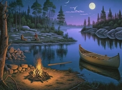 Teemantmaal „Järveäärne telkimine” 30 × 40 cm