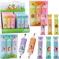 Loomamotiividega tekstimarkerite komplekt, roosa ja sinine, kaks otsa, 3 tk