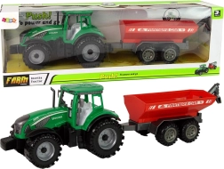 Roheline traktor punase haagisega, hoorattaveoga