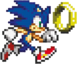 Jixelz Remix plastist pikslikunsti pusle Sonic ja kuldne rõngas