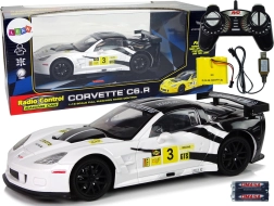 RC auto CORVETTE C6.R 1:18 valge tuledega 2,4 GHz