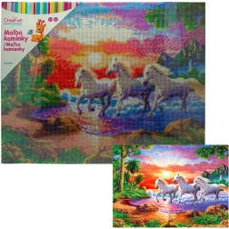 Teemandimaaling – hobused päikeseloojangul 40 × 50 cm