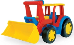 Hiiglaslik laste traktor esilaaduriga punane‑kollane 60 cm