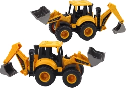 Ehitusmasin – kollane ekskavaator kahe kopaga ja reguleerimisega