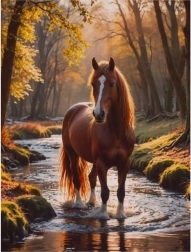 Teemantmaal – hobune metsaojas 30 × 40 cm
