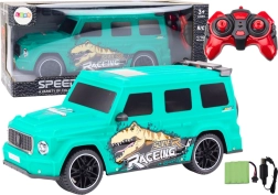 Dinosaurustega RC-auto 1:10 roheline