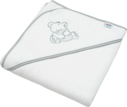 Laste froteerätik kapuutsiga ja tikandiga NEW BABY 80 × 80 cm valge karu