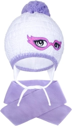 Talvine kootud laste müts salliga New Baby, lilla, 3–4 aastat