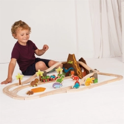Puidust dinosauruste rongirada BIGJIGS RAIL, 49 osa