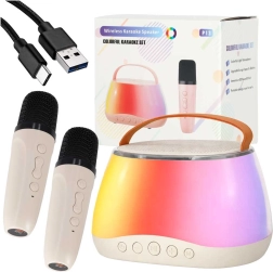 Karaokekomplekt Bluetooth-kõlariga, LED RGB ja kahe juhtmevaba mikrofoniga
