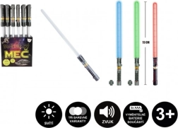 Valgusmõõk heli ja valgusega, 73 cm, plast, 3× AAA, 3 värvi