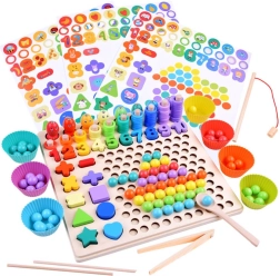 Puidust hariduslik komplekt arvutamise ja kujundite õppimiseks